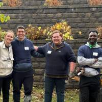 Landscaping volunteers striking a pose